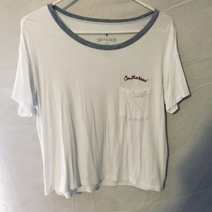 “off the road” white tee